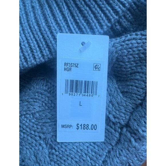 Splendid Abbott Short Sleeve Sweater Gray Cable Knit Pattern Turtleneck Large - Picture 7 of 16